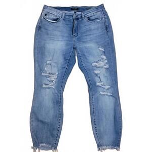 Judy Blue Medium Light Wash Distressed Skinny Fit Jeans Size 16W